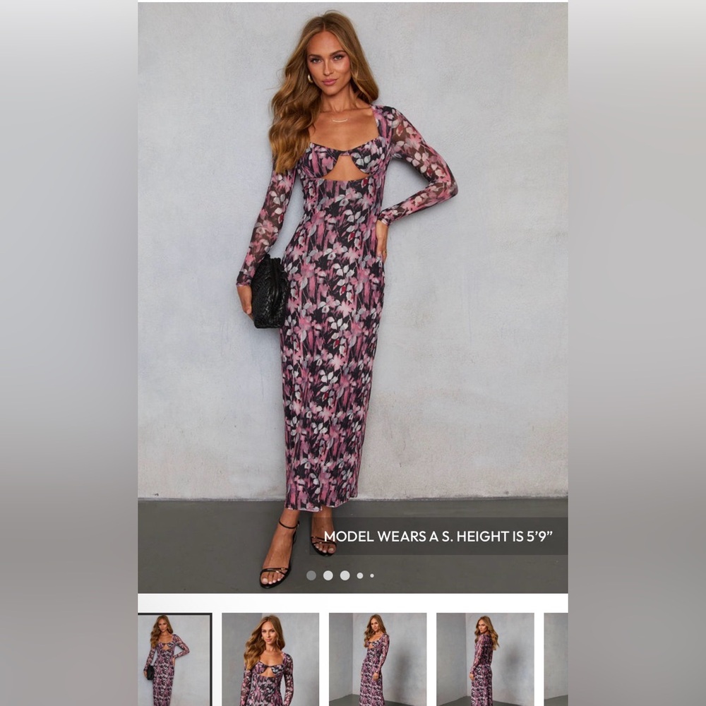 Vici Pink and Black Patterned Long Sleeve Dress